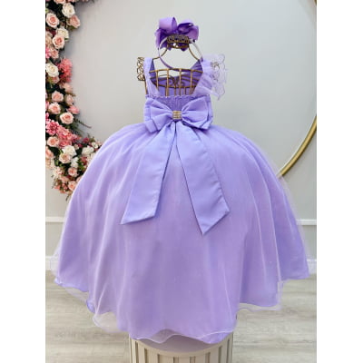 Vestido Infantil Longo Lilás Luxo Formaturas Daminhas