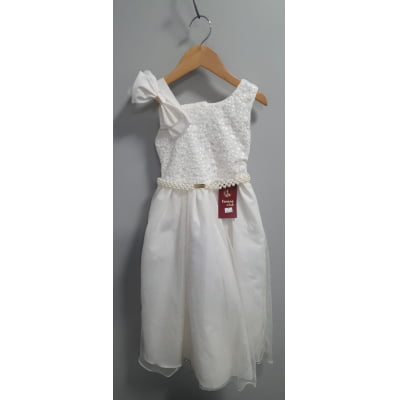 Vestido Infantil Longo Marfim Busto Renda Festas Damas Luxo Vestido Infantil Longo Marfim Busto Renda Festas Damas Luxo