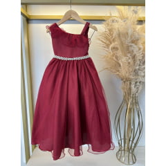 Vestido Infantil Longo Marsala Luxo Formaturas Daminhas