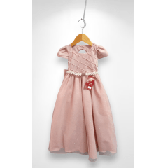 Vestido Infantil Longo Nude Busto Nervura Festas Daminha