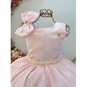 Vestido Infantil Longo Pêssego Luxo Daminhas Formaturas