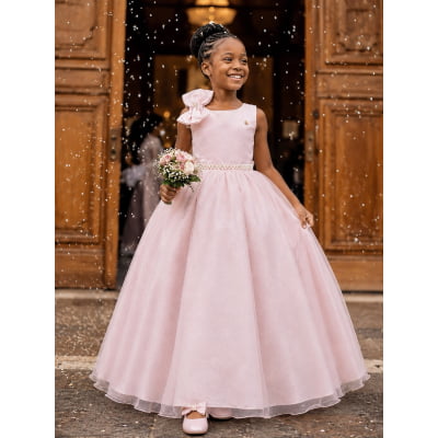 Vestido Infantil Longo Pêssego Luxo Daminhas Formaturas Vestido Infantil Longo Pêssego Luxo Daminhas Formaturas