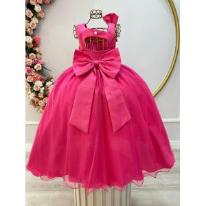 Vestido Infantil Longo Pink Luxo Daminhas Formaturas