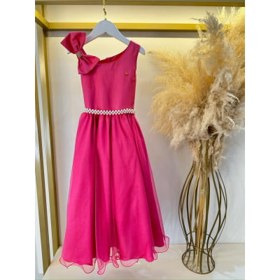 Vestido Infantil Longo Pink Luxo Daminhas Formaturas