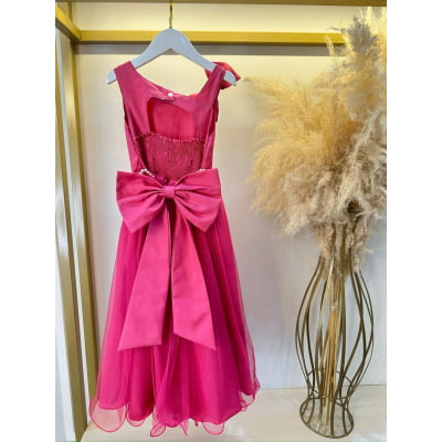 Vestido Infantil Longo Pink Luxo Daminhas Formaturas