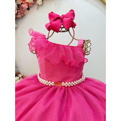 Vestido Infantil Longo Pink Luxo Formaturas Daminhas