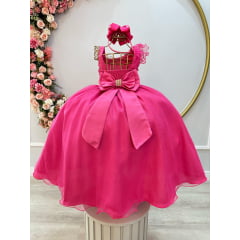 Vestido Infantil Longo Pink Luxo Formaturas Daminhas