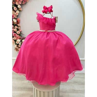 Vestido Infantil Longo Pink Luxo Formaturas Daminhas