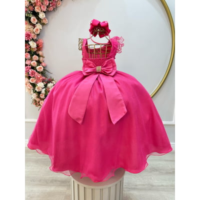 Vestido Infantil Longo Pink Luxo Formaturas Daminhas