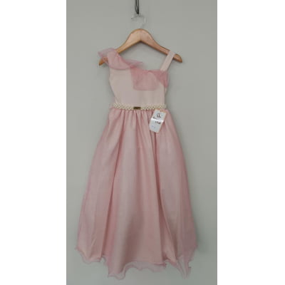 Vestido Infantil Longo Rosa Bebê Luxo Formaturas Daminhas