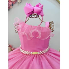 Vestido Infantil Longo Rosa Chiclete Luxo Formaturas Daminhas