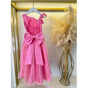 Vestido Infantil Longo Rosa Claro Luxo Daminhas Formaturas