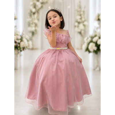 Vestido Infantil Longo Rose Luxo Formaturas Daminhas