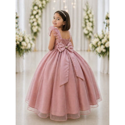 Vestido Infantil Longo Rose Luxo Formaturas Daminhas