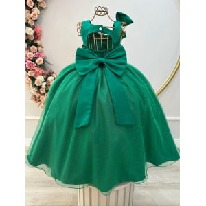 Vestido Infantil Longo Verde Bandeira Daminhas Formaturas