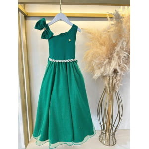 Vestido Infantil Longo Verde Bandeira Daminhas Formaturas