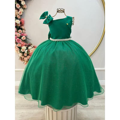 Vestido Infantil Longo Verde Bandeira Daminhas Formaturas