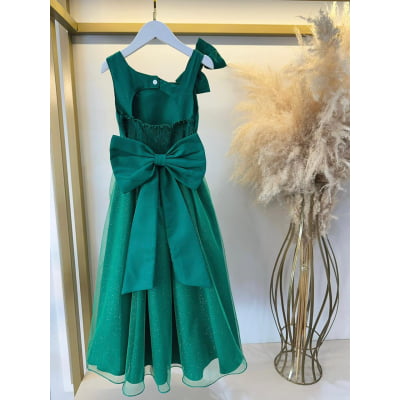 Vestido Infantil Longo Verde Bandeira Daminhas Formaturas