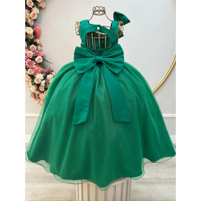 Vestido Infantil Longo Verde Bandeira Daminhas Formaturas