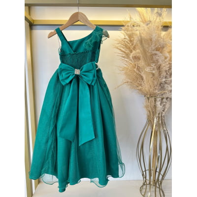 Vestido Infantil Longo Verde Bandeira Luxo Formaturas Daminhas