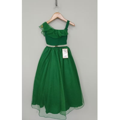 Vestido Infantil Longo Verde Formaturas Daminhas Luxo