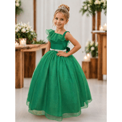 Vestido Infantil Longo Verde Formaturas Daminhas Luxo
