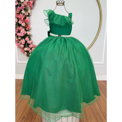 Vestido Infantil Longo Verde Formaturas Daminhas Luxo