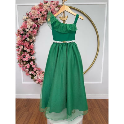 Vestido Infantil Longo Verde Formaturas Daminhas Luxo