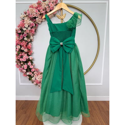 Vestido Infantil Longo Verde Formaturas Daminhas Luxo