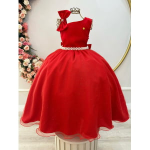 Vestido Infantil Longo Vermelho Luxo Daminhas Formaturas