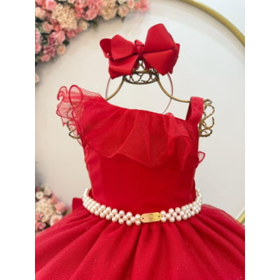 Vestido Infantil Longo Vermelho Luxo Formaturas Daminhas