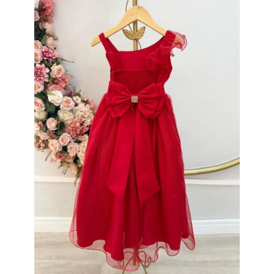 Vestido Infantil Longo Vermelho Luxo Formaturas Daminhas