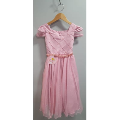 Vestido Infantil Longo Rose Busto Nervura Pérolas Damas Luxo Vestido Infantil Longo Rose Busto Nervura Pérolas Damas Luxo
