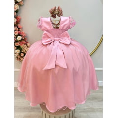 Vestido Infantil Rose Busto Com Renda Damas Longo Luxo