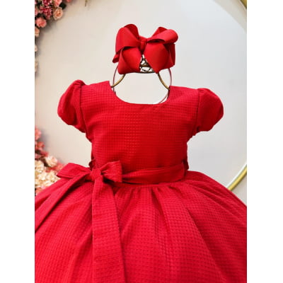 Vestido Infantil Longo Vermelho Maquinetado Luxo Damas