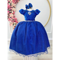 Vestido Infantil Azul Royal Dama Honra Casamento C/ Renda