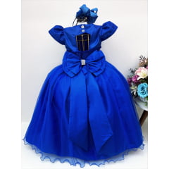 Vestido Infantil Azul Royal Renda Damas Honra Casamentos