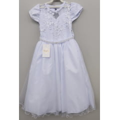 Vestido Infantil Branco Damas Honra Casamento Renda Pérola