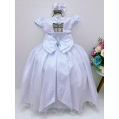 Vestido Infantil Branco Renda Damas Honra Casamentos Pérolas