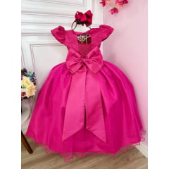 Vestido Infantil Casamento Dama Honra Pink C/ Renda Realeza