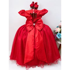 Vestido Infantil Dama Honra Vermelho Casamentos Renda Pérola