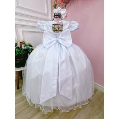 Vestido Infantil Damas Honra Casamento Branco Renda Pérola