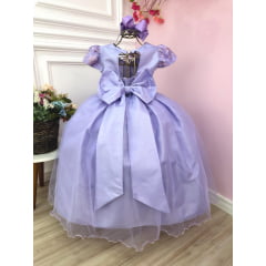 Vestido Infantil Damas Honra Casamento Lilás C/ Renda Pérola