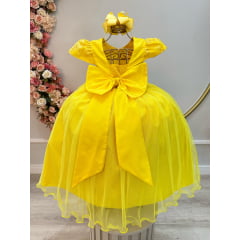 Vestido Infantil Amarelo C/ Renda Daminhas de Honra Longo