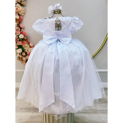 Vestido Infantil Branco C/ Renda Damas de Honra Casamento