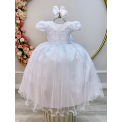 Vestido Infantil Branco C/ Renda Daminhas de Honra Longo