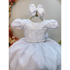 Vestido Infantil Branco C/ Renda Daminhas de Honra Longo