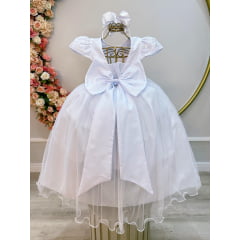 Vestido Infantil Branco C/ Renda Daminhas de Honra Longo