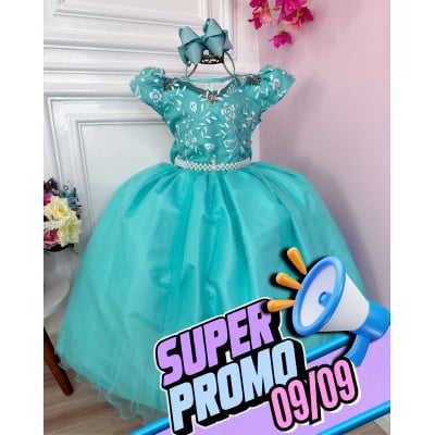 Vestido Infantil Casamento Dama Honra Verde C/ Renda Realeza