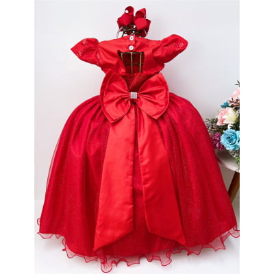 Vestido Infantil Dama Honra Vermelho Casamentos Renda Pérola
